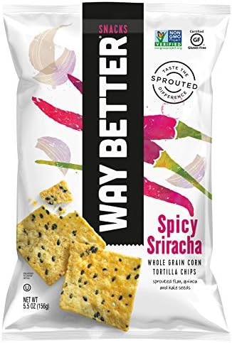 Way Better Snacks Sprouted Gluten Free Tortilla Chips, Simply Spicy Sriracha, 12 Count
