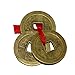 Aaradhi Chinese Feng Shui Antique Fortune I-Ching Coin Ornaments for Good Luck, Success & Prosperity/Ancient Tibetan Buddhist Wealth Charm Amulet Coins w/Hole & Red Knot – Brown, Set of 3