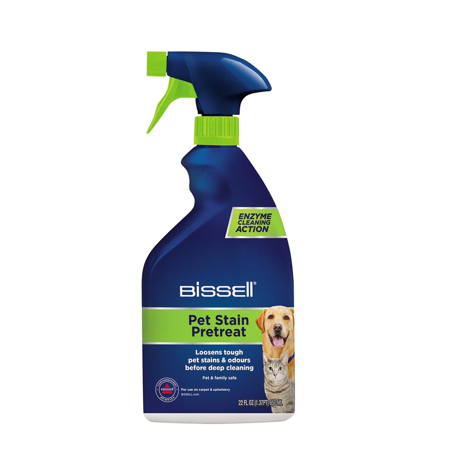 BISSELL Stain Pre-Treat Pet Spray, Stain Remover, Carpet Stain Remover Helps Removes Tough Pet Stains & Odours, Pet Carpet Cleaner, 650 ml, 1137E