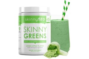 SkinnyFit Skinny Greens, Green Juice Superfood Powder, Green Apple Flavor, Natural Energy & Focus, Spirulina, Chlorella, 30 S