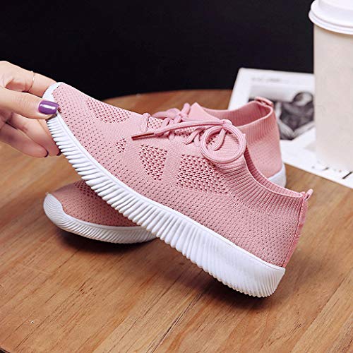 SSYUNO Women's Fashion Sneakers Athletic Mesh Breathable Sports Shoes Comfort Tennis Running Jogging Gym Shoes Pink