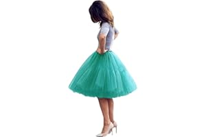 YULUOSHA Tulle Skirt,Women's Midi Tulle Tutu Skirt Fluffy Princess Five Layers A line Party Prom Underskirt