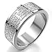 INBLUE Men,Women's Wide 8mm Stainless Steel Ring Band Silver Tone English Bible Lords Prayer Cross Size7