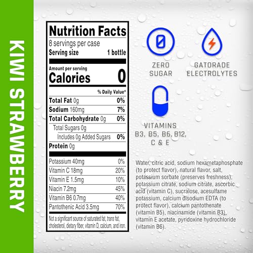 PROPEL ELECTROLYTE ENHANCED WATER SPORTS DRINK, KIWI STRAWBERRY FLAVORED WATER, ZERO CALORIE & ZERO SUGAR HYDRATION WITH ELECTROLYTES AND VITAMINS C & E, 12 FL OZ WATER BOTTLES (8 PACK)