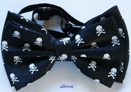 Brand New Awesome SILK FEEL Small Skull MEN'S TUXEDO BOW TIE