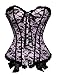 Zhitunemi 815 Women's Lace Through Top Floral Overbust Corset Waist Cincher Bustier Large Pink