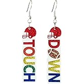 Pingyongchang Football Glitter Acrylic Dangle Drop Earrings Funny Sport Ball Rugby Touch Down Game Day Shiny Earrings for Women Sports Lover Jewelry Gift
