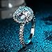Jiangyue Lady Rings Halo Big Stone AAA Cubic Zirconia Rhodium Plated Party Solitaire Jewelry Mother 's Day Gift Size 5-10