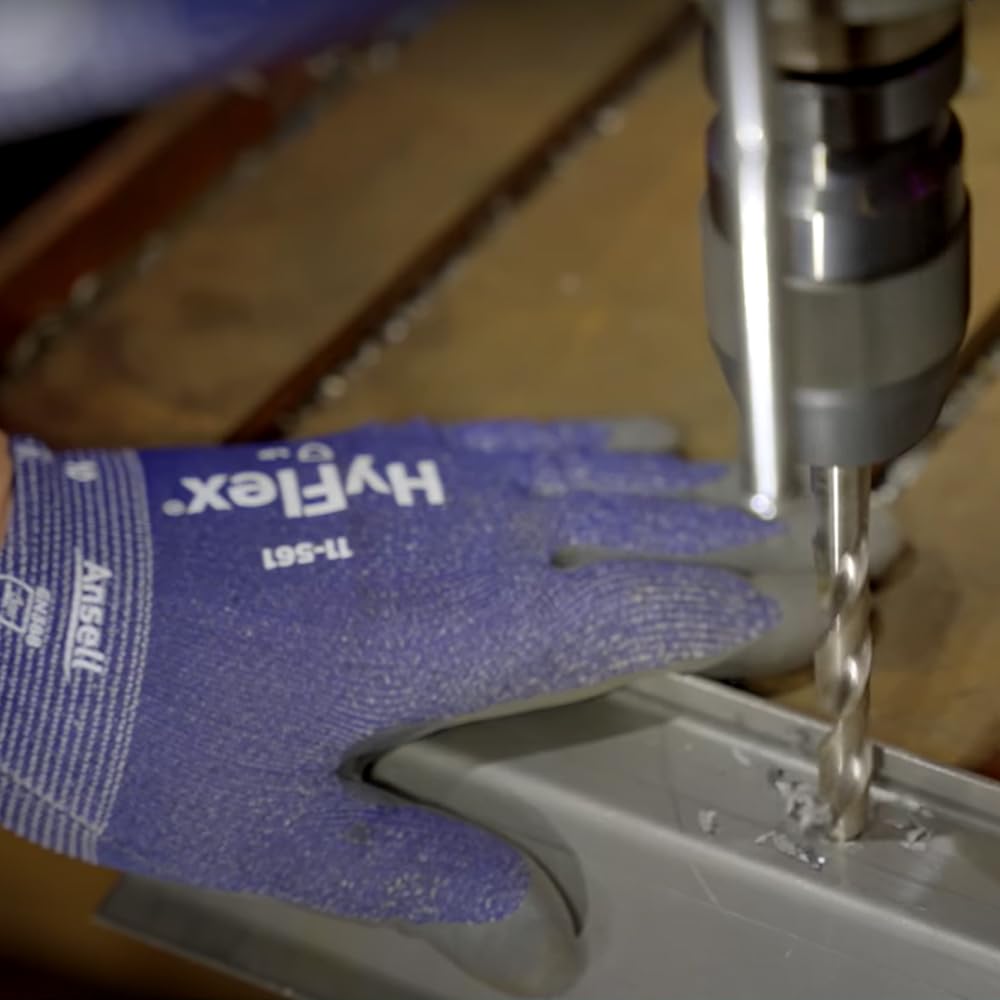 Ansell HyFlex 11-561 Schnittschutz-Handschuhe, Atmungsaktive Nitril-beschichtung, Höchste Weiterreißfestigkeit, Dünne Arbeitshandschuhe Herren Damen, Waschbare, Blau, Größe L (1 Paar) 5