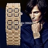Orders Forever New Fashion Men Sport Digital Wristwatch Led Display Golden Stainless Steel Watches Men'S Led Digital Watch Reloj Hombre