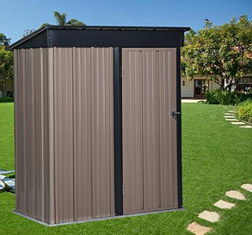 DOIT 5'x2.8'x5.9' Outdoor Metal Garden Storage Shed,Outdoor Tool House Heavy Duty with Lock