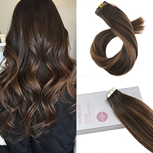 Moresoo 18 Inch Glue on Adhesive Tape In Remy Human Hair Extensions Remy Human Hair Extensions Color - //medicalbooks.filipinodoctors.org