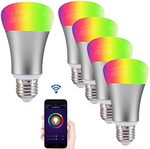 Wi-Fi Smart Dimmable Color Changing LED Light Bulb(5 Pack), Smartphone Control from Anywhere No Hub Required, Work with Amazon Alexa, Timing function