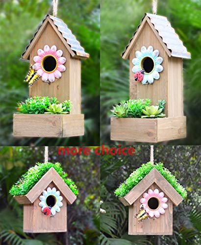 GIFTME 5 Galvanized Birdhouse for Outdoor Hanging Bird House Graden Decor13.5 Inch Blue