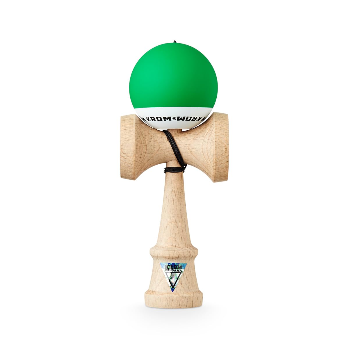 KROM - Kendama Pro Pop Dark Green - Japanese Bilboquet - Wooden Toy for Adults and Children - Pack: Spare String + Free Stickers
