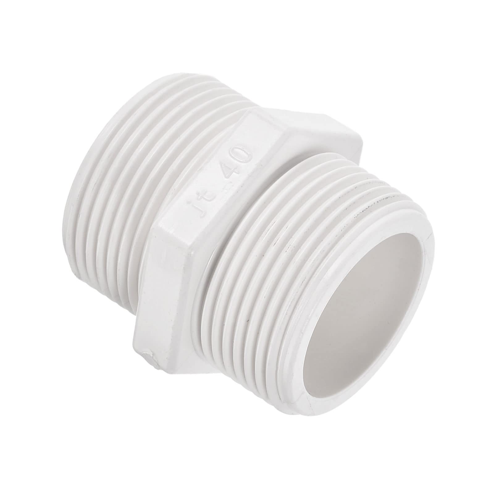 M METERXITY PVC Male Thread Pipe Fitting - Hex G1-1/4 Male Thread Adaptor Hose Connector, Fast Coupler Adapter, Apply to Aquariums, (0.79 Inch, White)