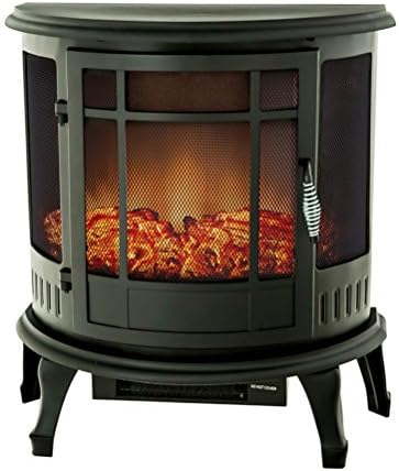 FLAMEandSHADE Electric Fireplace Stove Heater, Portable Fireplace Space Heater with Remote Thermostat, W22" x H25"
