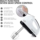 Showvigor 7-Speed Hand Electric Mixer Stainless Steel Attachments WHITE view 2