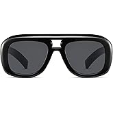 Cesunies Trendy Oversized Aviator Sunglasses for Women Men Retro Thick Square Frame Sun Glasses UV400 Protection CS014