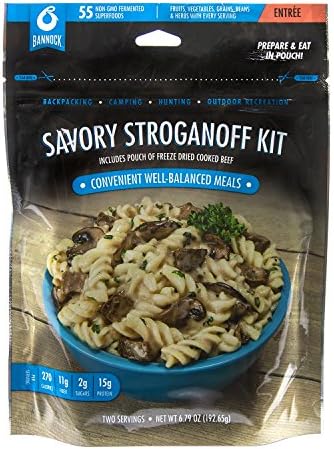 Bannock Savory Beef Stroganoff - 6 Pouch - 15 Servings - Freeze Dried Camping, Hiking &amp; Backpacking Meals - Cook in Pouch Camp Lunch &amp; Dinner