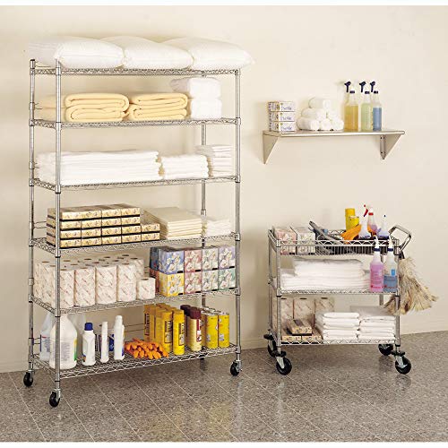 Seville Classics UltraDurable CommercialGrade NSFCertified Steel Wire Shelving with Wheels, 6
