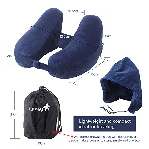 Sunany Inflatable Neck Pillow Used for Airplanes/Cars/Buses/Trains ...