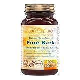 Sun Pure Premium Quality Pine Bark Extract 100 Mg Veggie Capsules Glass Bottle 120 Count Per Bottle - Free Radical Protection - Antioxidant & Anti-Inflammatory Properties - Supports Healthy Aging