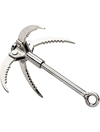 Grappling Hook Folding Survival Claw Multifunctional Stainless Steel Hook for Outdoor Camping Hiking Tree Rock Mountain Climbing(4 Claws)