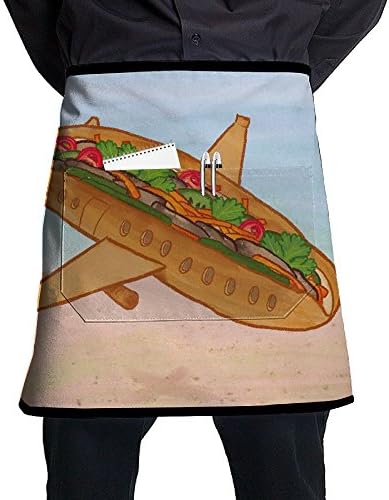 Vietnamese Hotdog Airplane.jpeg Short Waist Apron Polyester Kitchen Half Chef Waiter Apron With Pockets