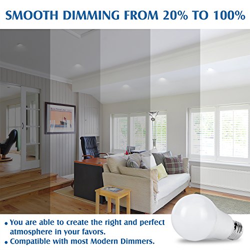 Led Light Bulbs 10 Watt [60 Watt Equivalent], A19 - E26 Dimmable, 2700K Soft White, 800 Lumens, Medium Screw Base, Energy Star, UL Listed by Mastery Mart (Pack of 4) - Thumbnail 7