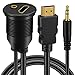 BATIGE HDMI & 3.5mm Male to Female 3.5mm + HDMI Car Mount Flush Extension Cable with Mounting Panel - 3ft
