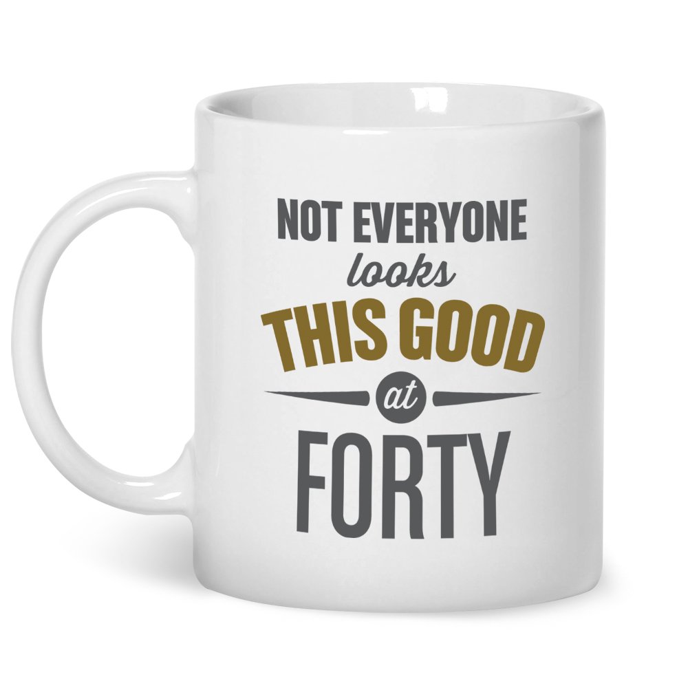 Mainly Mugs 40th Birthday Gifts 10oz White Ceramic Coffee Mug for Men Women Keepsake