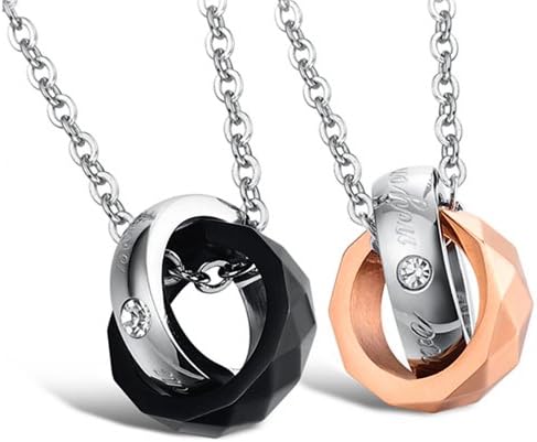 U2U Jewelry Couple Stainless Steel Necklace Set Courage Dreams Come True 0819 Pendant With 4 Chains