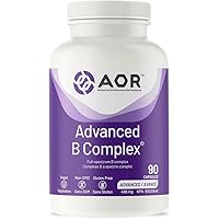 AOR Advanced B Complex 499 mg, 90 Caps 90-Day Supply - Full-Spectrum B Vitamin Supplements with B1, B2, B3, B5, B6, B12, Foli