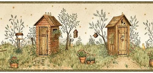 His & Her Outhouse Wallpaper Border