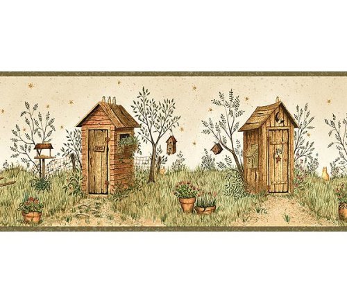 His & Her Outhouse Wallpaper Border