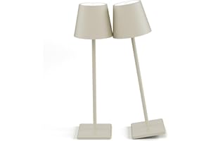 AOCELEY 2-Pack LED Cordless Table Lamp, Rechargeable Battery Desk lamp 3W 5500mAh Battery Operated Stepless Dimming Modern Portable Table Light for Restaurant/Bedroom/Outdoor IP54 Waterproof (Off White)