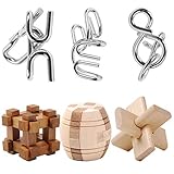 IQ Test Toy, WOLFBUSH 6Pcs Ultimate IQ Test Metal Brain Teaser Puzzles Disentanglement Puzzles Toy