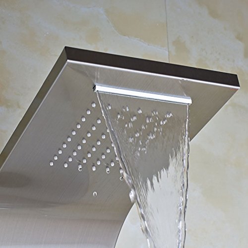 Tyrants Faucet Kitchen faucet NET faucet Bathroom faucet Exposed Brushed Nickle Finish Shower Panel Rainfall Shower Column Tub Spout Shower Faucet,Clear