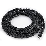 14K Jet Black Onyx Plated Iced Out 1 Row Tennis Necklace 20,24,30,36 inches