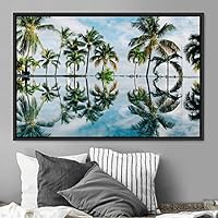 Framed Canvas Wall Art Palm Tree Colorful Cool Group Multicolor Photography Places Realism - 16x24 inches