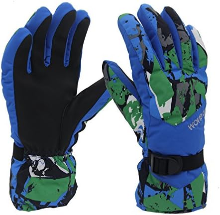 Snow Ski Gloves,Waterproof &amp; Windproof Winter Gloves with Adjustable Cuffs - Warmest Snowboard,Skiing,Motorcycle,Hiking Gloves For Men ,Women Outdoor sports(Blue/Green)
