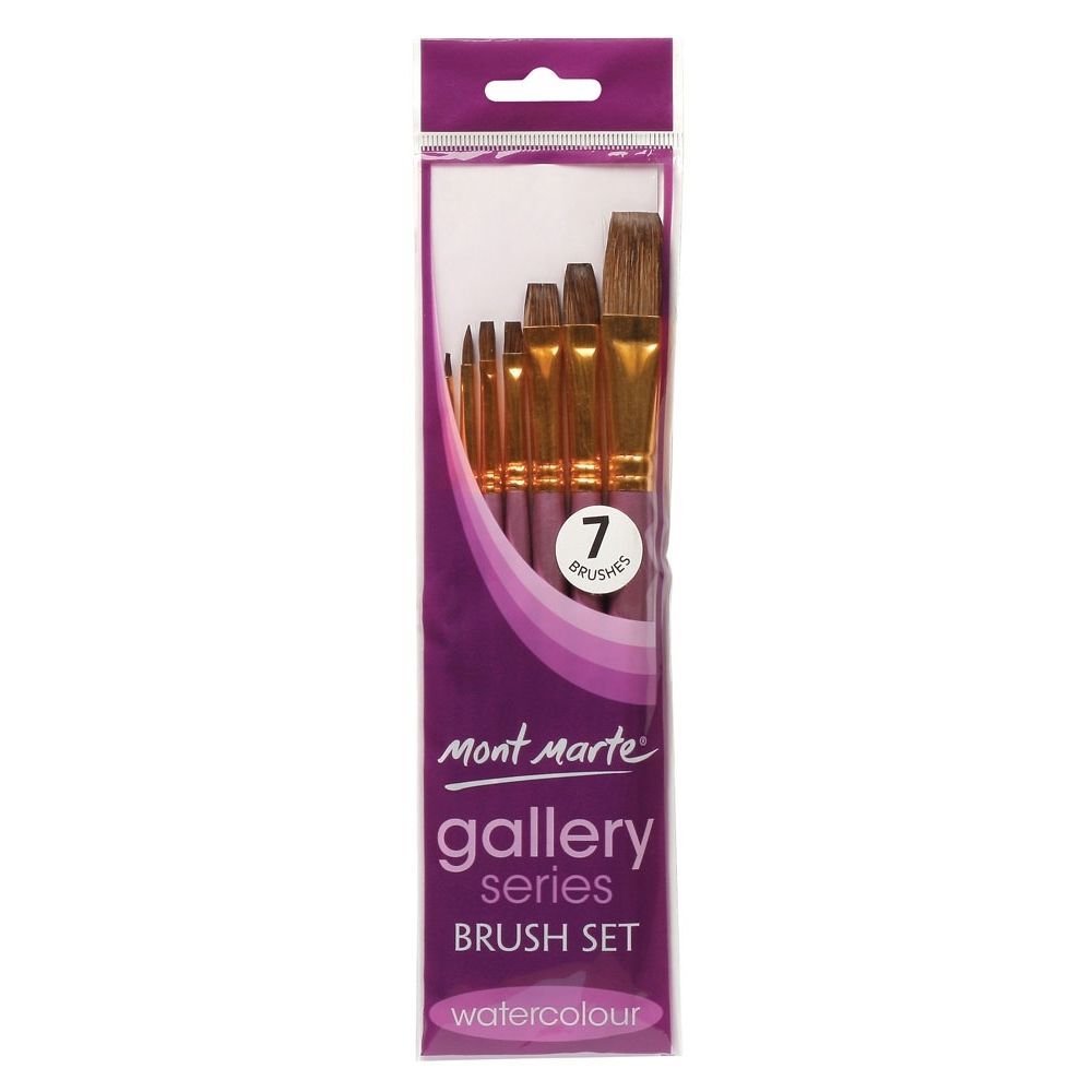MONT MARTE Gallery Series Brush Set, Wood, Standard, Watercolor 7pce