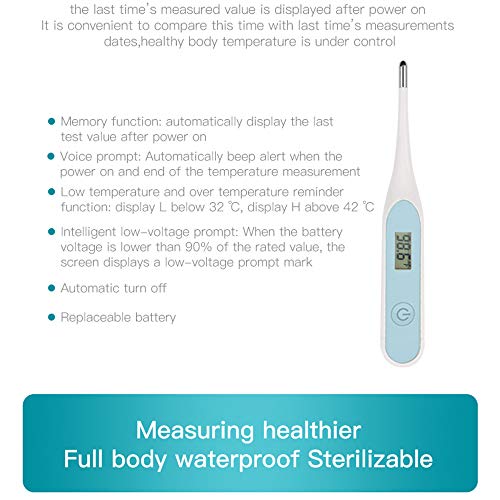Digital Thermometer, Accurate Oral Thermometer with Flexible Tip Convert Between Fahrenheand