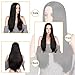 ForQueens Long Black Wig Synthetic Straight Wigs for Women Middle Part Cosplay Full Wig Heat Resistant Fiber