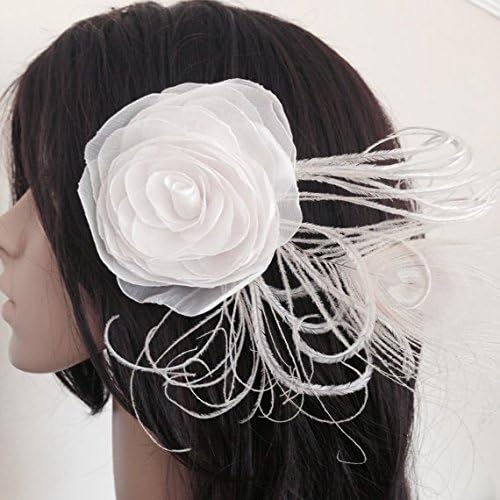 Champagne Blush Bridal Hair Fascinator Ivory Peacock Feathers