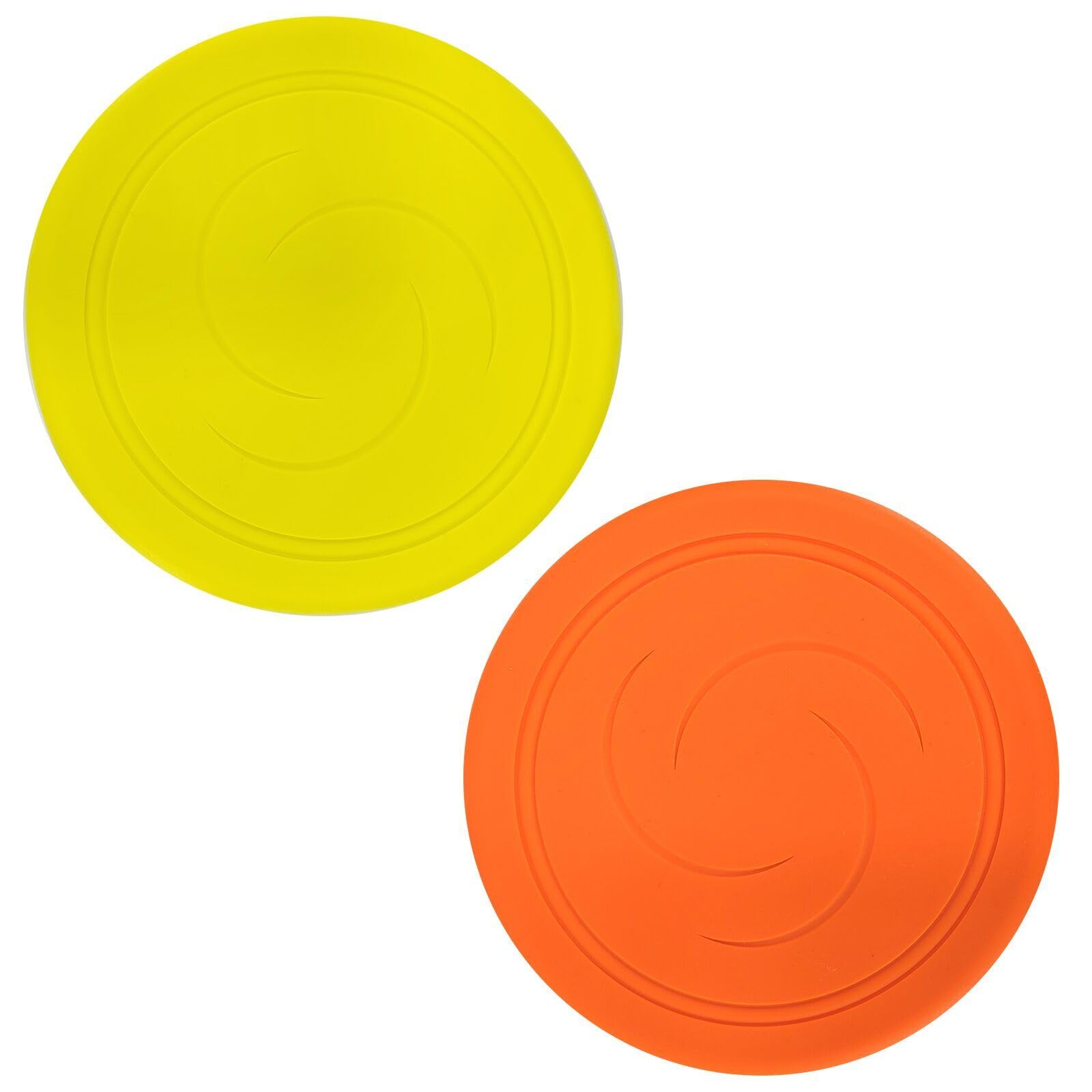 EQLEF Kids Flying Discs - Soft Silicone Toys for Children, Outdoor Sport - 2 Pcs (Yellow and Orange)