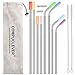 Stainless Steel Straws Set of 8 Reusable Drinking Straws for 30oz 20oz Tumbler 10.5’’ 8.5’’ Diameter 0.24’’ 0.31’’ with 8 Silicone Tips 2 Cleaning Brushes and Pouch(4 Bent 4 Straight) (8.5'' 10.5'')