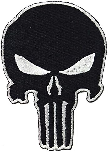 Punisher Skull Embroidered Iron on Patch Black