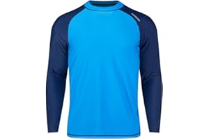 SURFEASY Men's Long Sleeve Rash Guard Swim Shirt, UPF 50+ Sun Protection Quick Dry Sun Shirt